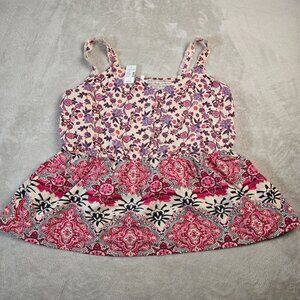 Maurices Sleeveless Blouse Womens Large Pink Purple Boho Top Summer Peplum